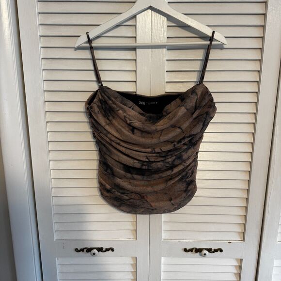 Zara Y2K Cropped Ruched Tank - Picture 1 of 4